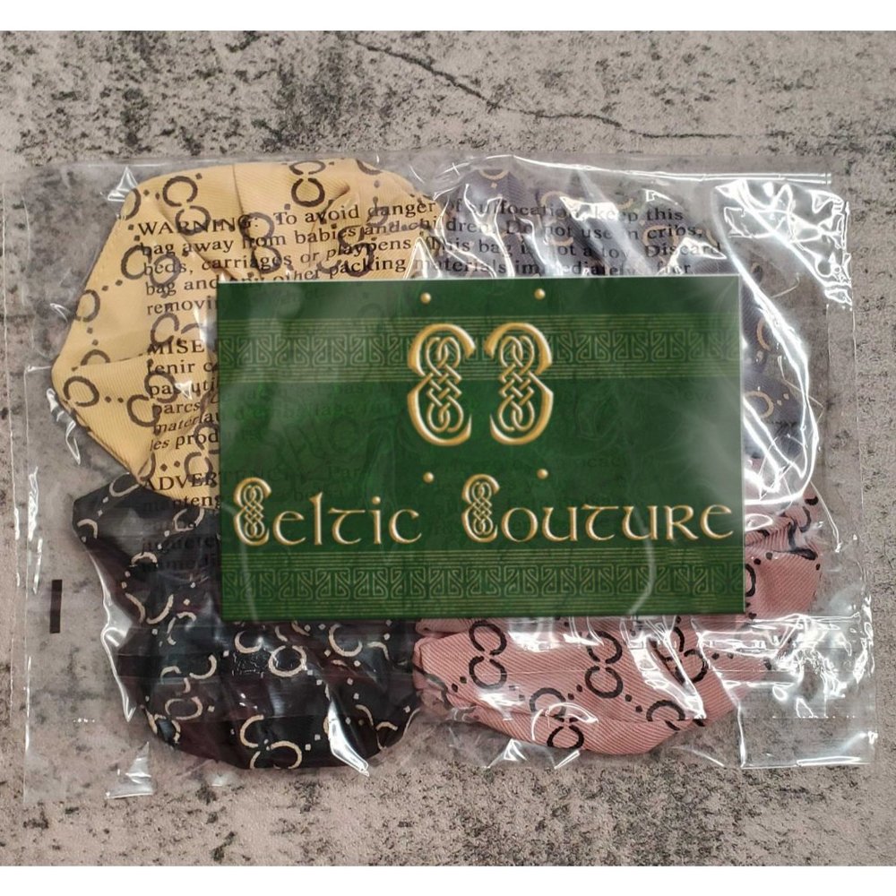 🎄3 FOR $20🎄 5 Celtic Couture CC Hair Scrunchies Black/Pink/Yellow/Grey/Tan - Picture 3 of 3